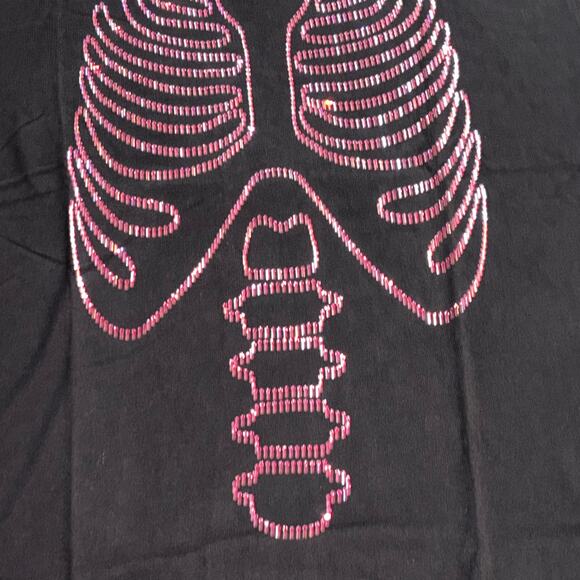 VS PINK Rhinestone Bling Halloween Skeleton Matching Campus Tee & Sweatpants Set - Picture 9 of 10